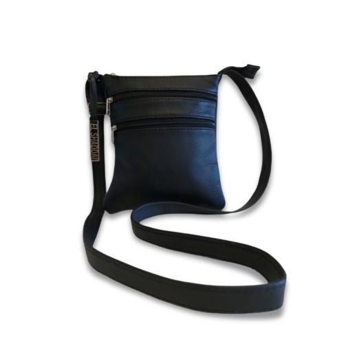 Genuine leather sling bag with three pockets