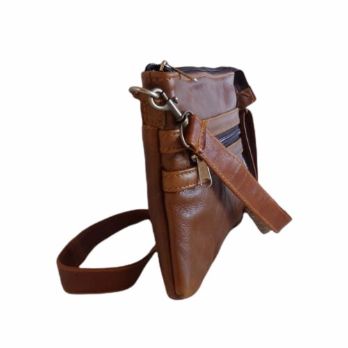 Small genuine leather sling bag.