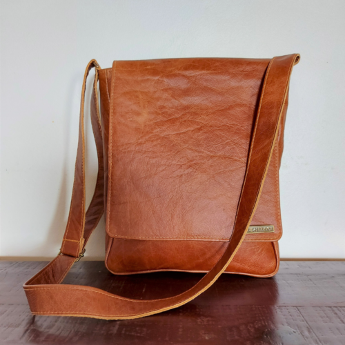 Genuine leather tablet bag.