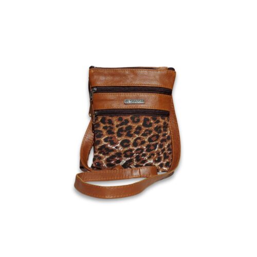 Genuine leather leopard sling bag