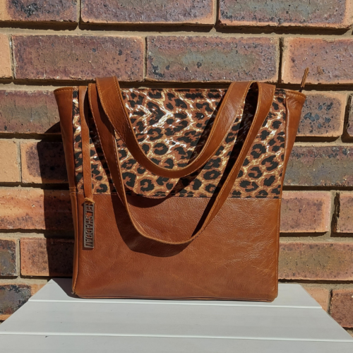 Genuine leather leopard handbag
