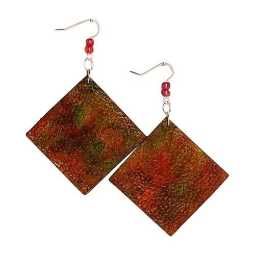 Leather and wood earrings.