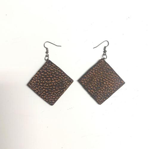 Leather & wood earrings