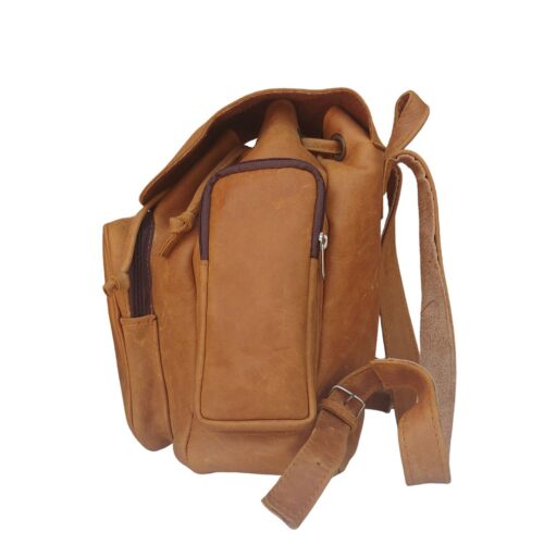 Genuine leather tourist backpack.