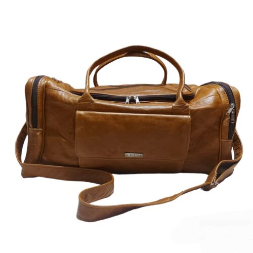 Genuine leather duffle travel bag