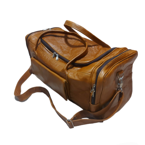 Genuine leather duffle travel bag