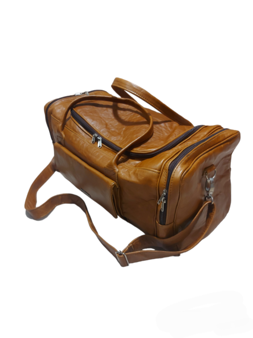 Genuine leather duffle travel bag