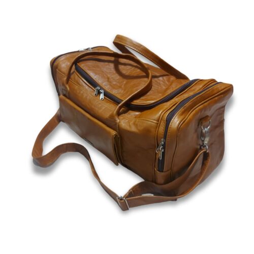 Genuine leather duffle travel bag