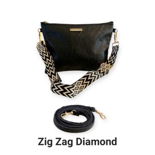 Black Jade Sling Bag with Zig Zag Diamond