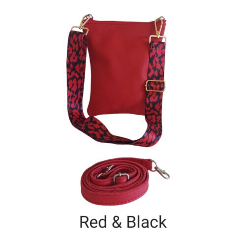 Red genuine leather sling bag with two straps