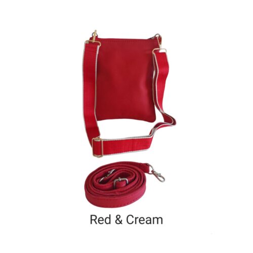 Red genuine leather sling bag with two straps