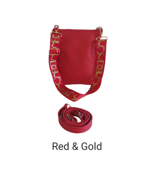 Red genuine leather sling bag with two straps