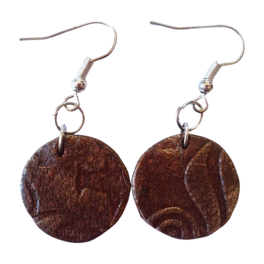 Leather & wood earrings.