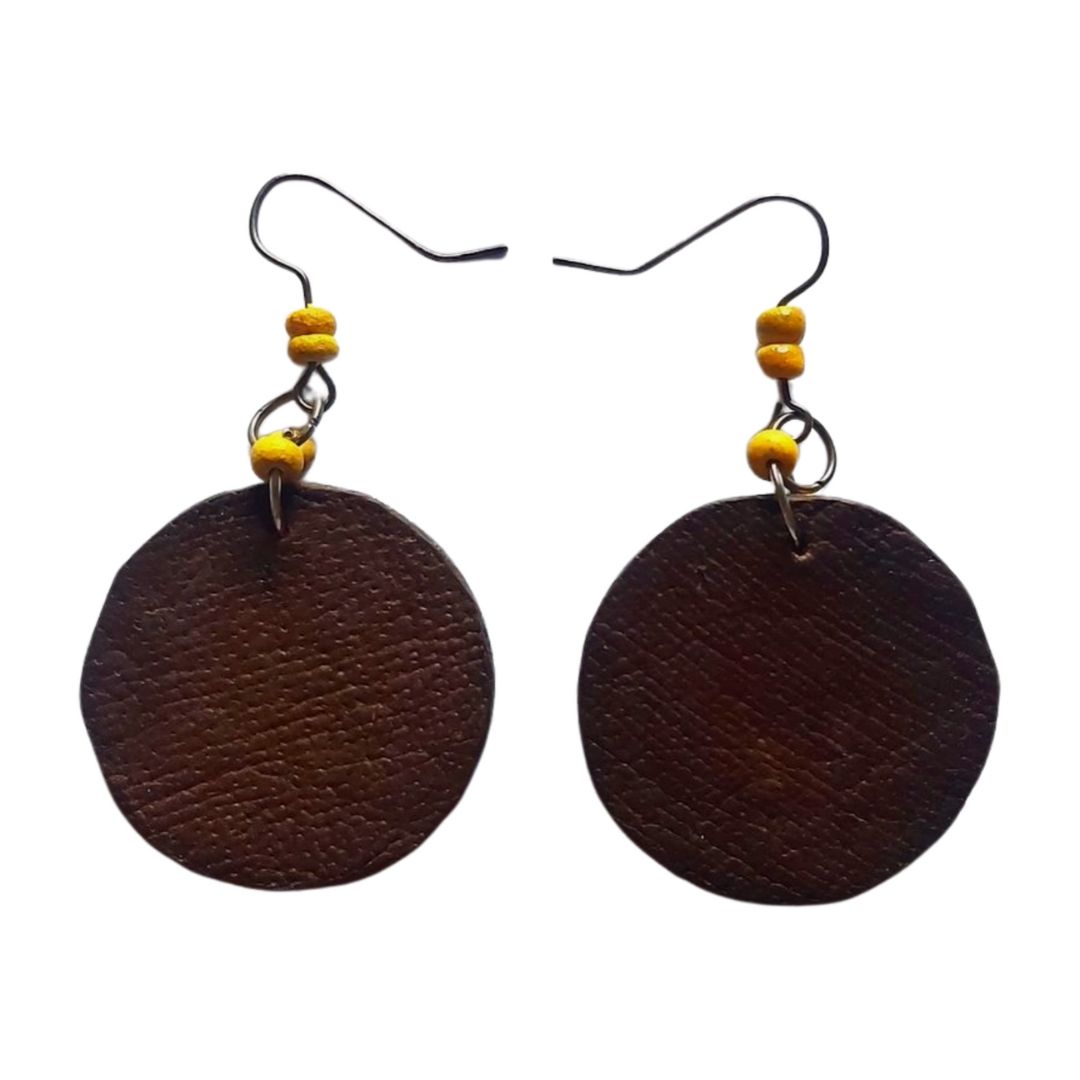 Leather & wood earrings.