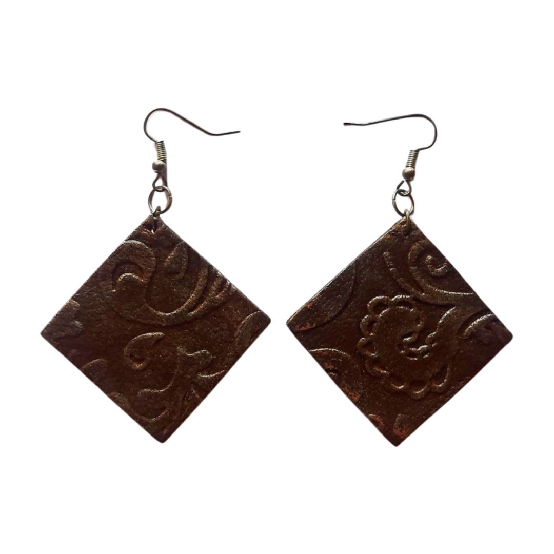 Leather & wood earrings.