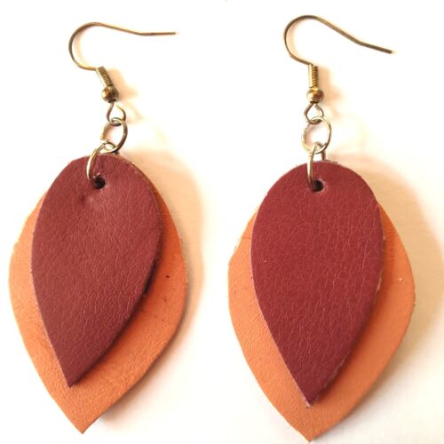 Genuine leather earrings.