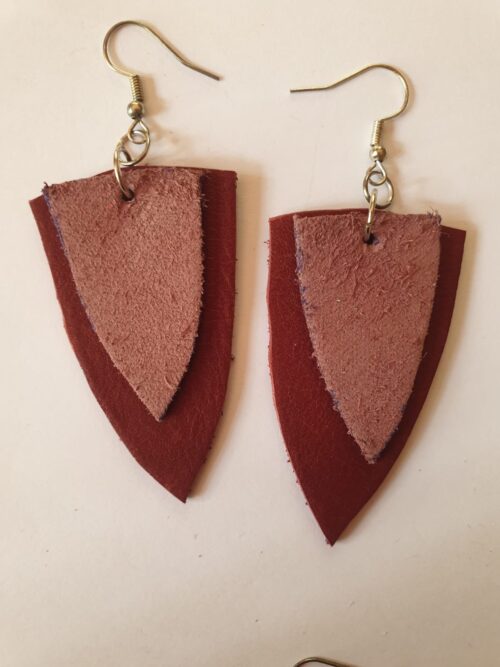 Brown genuine leather earrings.