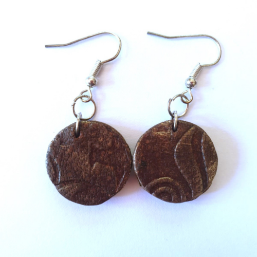 Leather & wood earrings.