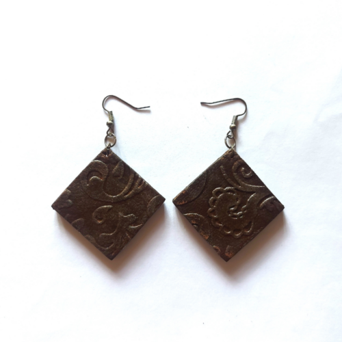 Leather & wood earrings.