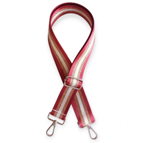 Red gold white bag strap