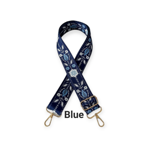 Bag strap with blue flowers