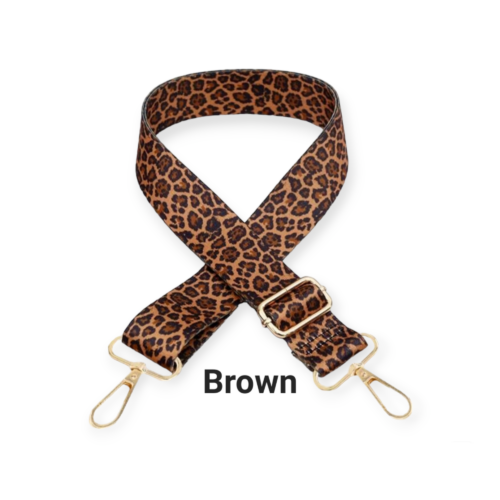 Brown bag strap with leopard print