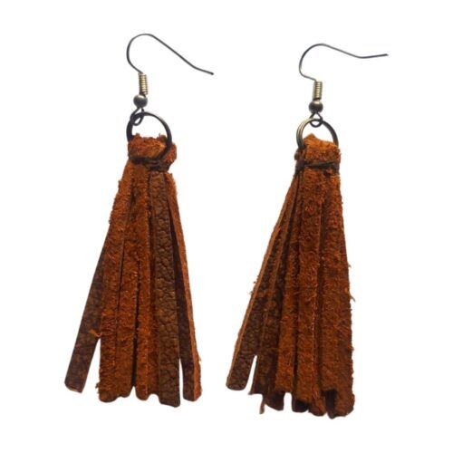 Leather earrings.