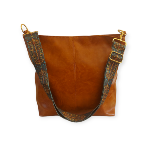 Tan vegan leather handbag