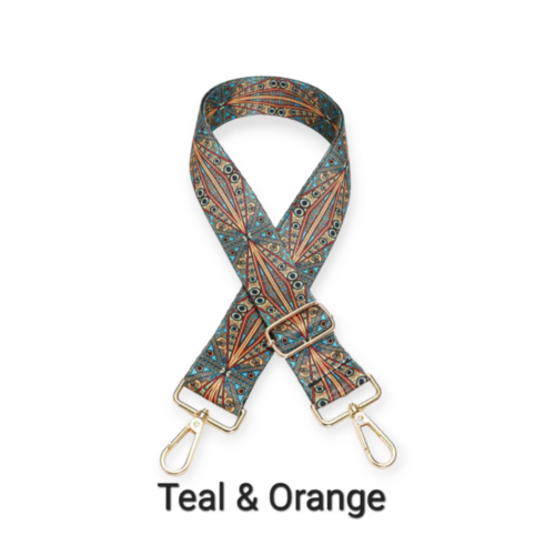 Teal & orange bag strap