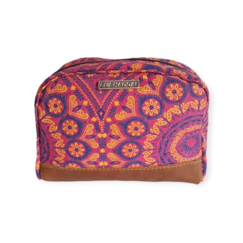 Leather & Shweshwe make-up bag