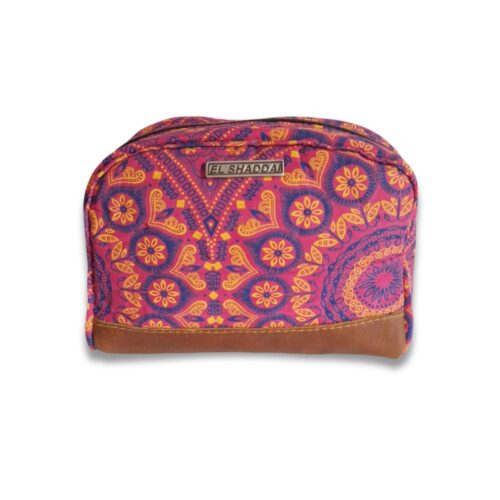 Leather & Shweshwe make-up bag