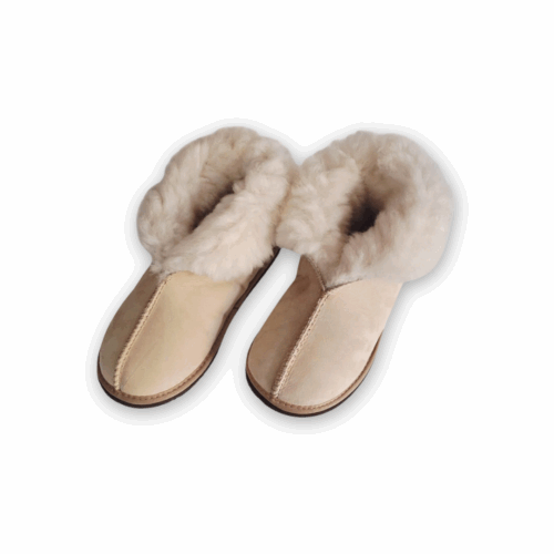 Sheep Wool Leather Slippers - Unisex - Image 2