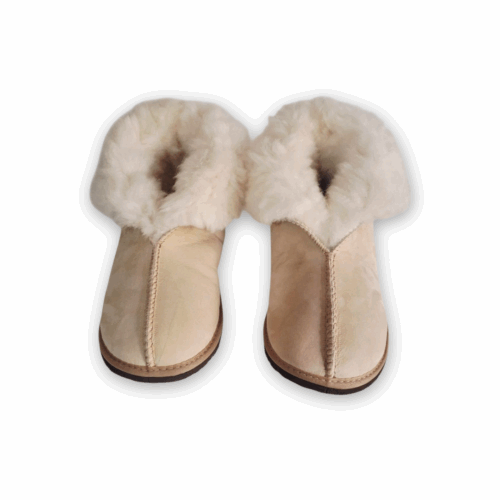 Sheep Wool Leather Slippers - Unisex - Image 3