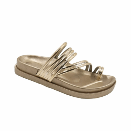 Ladies Multi Strap Slide Gold