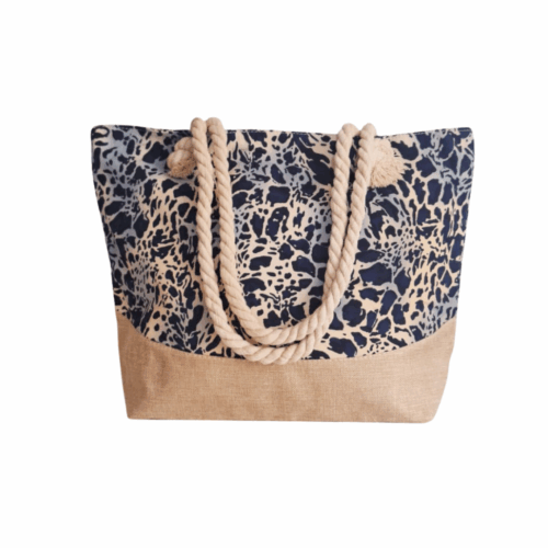 Leopard Print Beach Bag - Blue