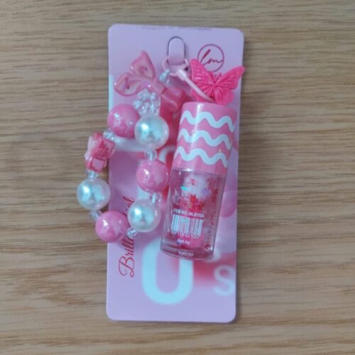 Girls lip gloss and bracelet